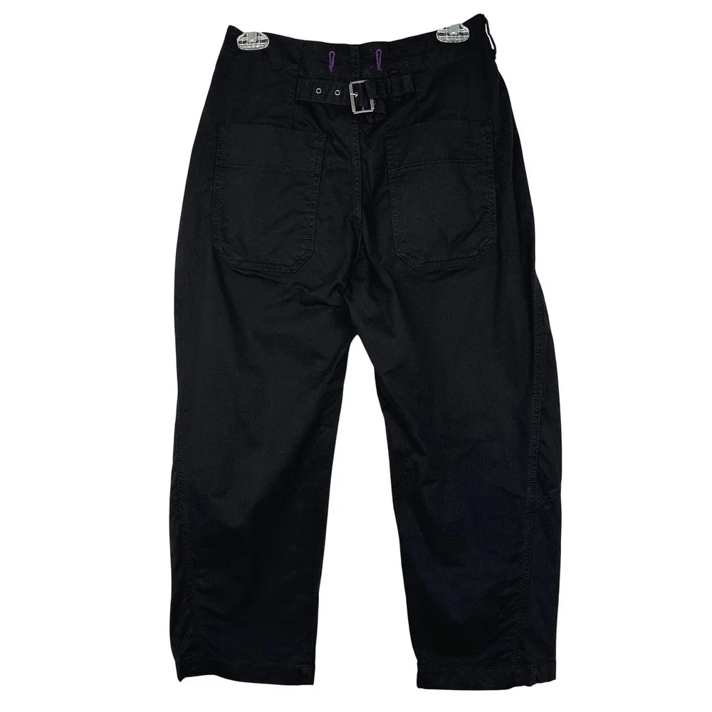 Anthropologie Pilcro The Arin Mid-Rise Button-Front Barrel Pants Black 26P